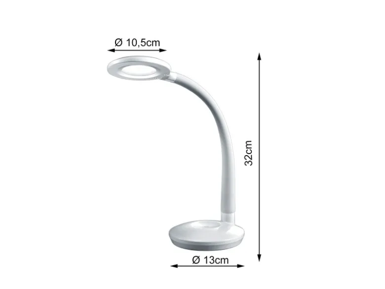 LED Schreibtischleuchte COBRA Weiß, Flexgelenk & Sensordimmer, Höhe 32cm