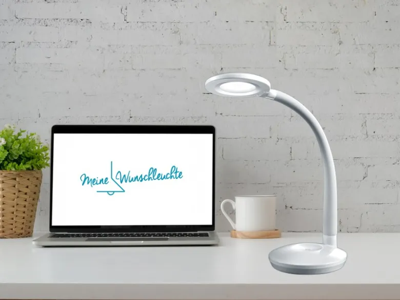 LED Schreibtischleuchte COBRA Weiß, Flexgelenk & Sensordimmer, Höhe 32cm