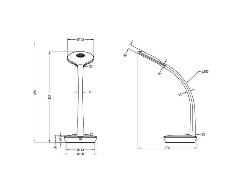 LED Schreibtischleuchte COBRA Weiß, Flexgelenk & Sensordimmer, Höhe 32cm