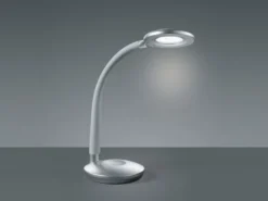 LED Schreibtischleuchte COBRA Silber, Flexgelenk & Sensordimmer, Höhe 32cm