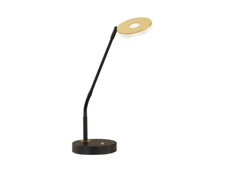LED Schreibtischleuchte DENT Schwarz /Gold mit Dimmer, Höhe 60cm