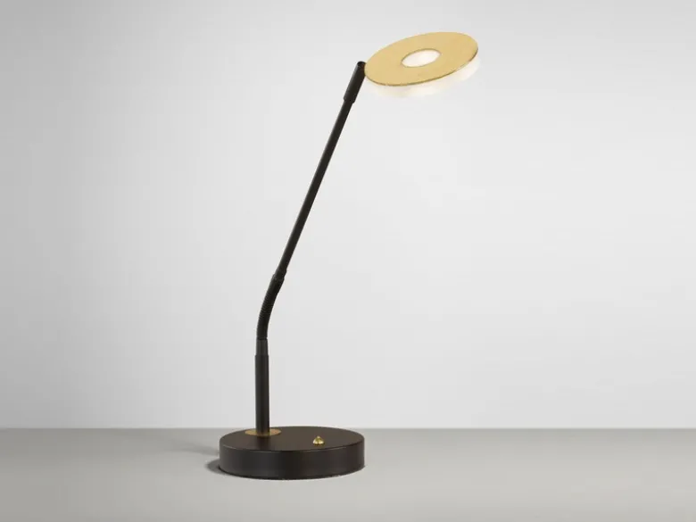 LED Schreibtischleuchte DENT Schwarz /Gold mit Dimmer, Höhe 60cm