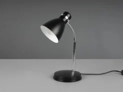 LED Schreibtischleuchte flexibel, Chrom & Metallschirm Schwarz, 33cm