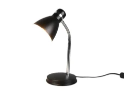 LED Schreibtischleuchte flexibel, Chrom & Metallschirm Schwarz, 33cm