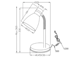 LED Schreibtischleuchte flexibel, Chrom & Metallschirm Schwarz, 33cm