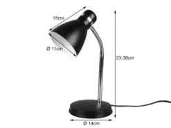 LED Schreibtischleuchte flexibel, Chrom & Metallschirm Schwarz, 33cm