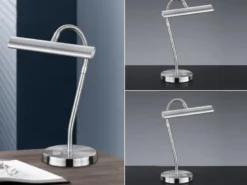 LED Schreibtischleuchte in Silber matt, 2er SET mit 4-Stufen Dimmer