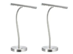 LED Schreibtischleuchte in Silber matt, 2er SET mit 4-Stufen Dimmer