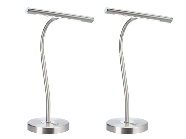 LED Schreibtischleuchte in Silber matt, 2er SET mit 4-Stufen Dimmer