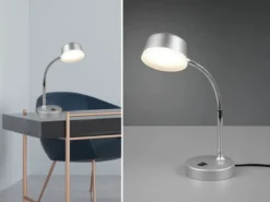 LED Schreibtischleuchte KIKO flexibel, Kunststoff Titan, 34cm hoch