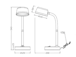 LED Schreibtischleuchte KIKO flexibel, Kunststoff Titan, 34cm hoch