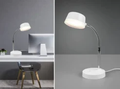 LED Schreibtischleuchte KIKO flexibel, Kunststoff Weiß, 34cm hoch