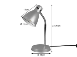LED Schreibtischleuchte mit Flexarm und Metallschirm Grau, Höhe 33cm
