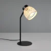 LED Schreibtischleuchte mit Korb Lampenschirm aus Bambus, Höhe 36cm
