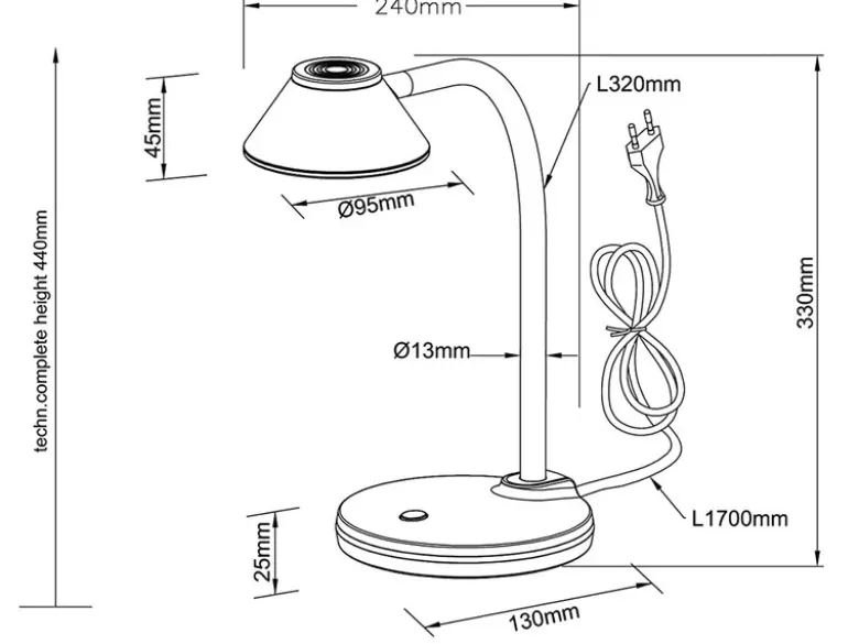 LED Schreibtischleuchten 2er SET flexibel, Kunststoff Titan, 33cm hoch