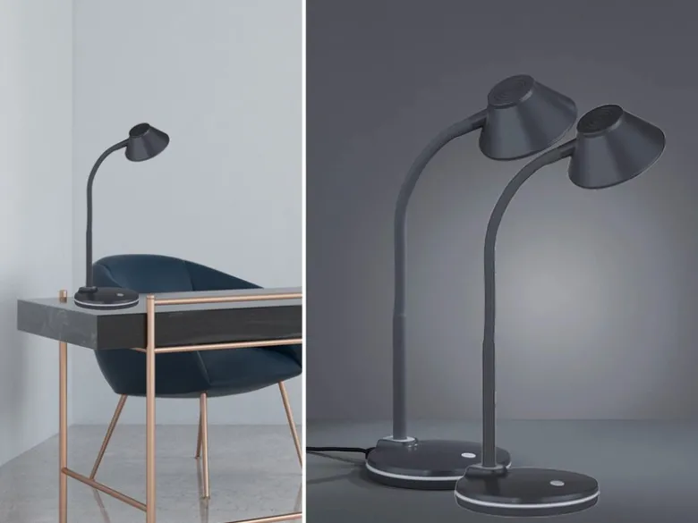 LED Schreibtischleuchten 2er SET flexibel, Kunststoff Titan, 33cm hoch