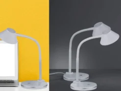 LED Schreibtischleuchten 2er SET flexibel, Kunststoff Weiß, 33cm hoch