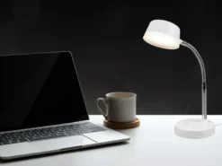 LED Schreibtischleuchten 2er SET flexibel, Kunststoff Weiß, 34cm hoch