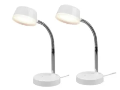 LED Schreibtischleuchten 2er SET flexibel, Kunststoff Weiß, 34cm hoch