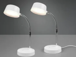 LED Schreibtischleuchten 2er SET flexibel, Kunststoff Weiß, 34cm hoch