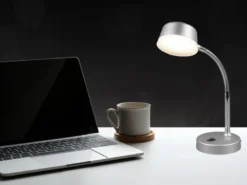 LED Schreibtischleuchten 2er SET flexibel, Kunststoff Titan, 34cm hoch