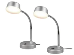 LED Schreibtischleuchten 2er SET flexibel, Kunststoff Titan, 34cm hoch