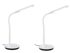 LED Schreibtischleuchten 2er SET Weiß, dimmbar, Flexgelenk, 41cm hoch