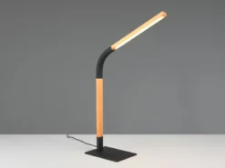LED Schreibtischleuchte NORRIS Schwarz mit Holz, Höhe 42cm