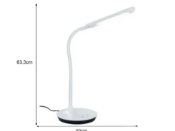 LED Schreibtischleuchte POLO Weiß matt dimmbar 41cm hoch mit Flexgelenk