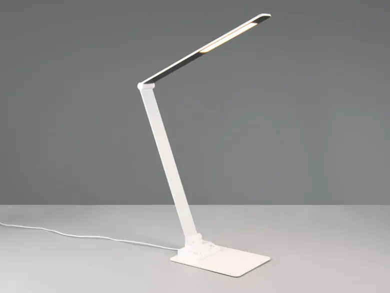 LED Schreibtischleuchte TRAVIS mit USB Ladefunktion, Weiß, Höhe 71cm