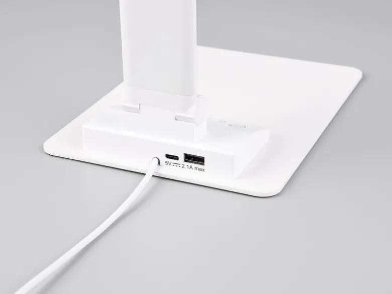 LED Schreibtischleuchte TRAVIS mit USB Ladefunktion, Weiß, Höhe 71cm