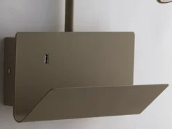 LED Schwanenhals Leselampe Braun mit Ablage & USB-Ladefunktion, B. 23cm