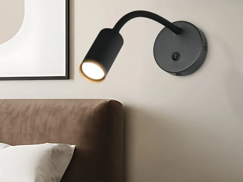 LED Schwanenhals Leselampe Schwarz mit Schalter, Breite 10cm