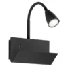 LED Schwanenhals Leselampe Schwarz mit Ablage & USB-Ladefunktion, B. 23cm