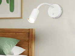 LED Schwanenhals Leselampe Weiß mit Schalter, Breite 10cm
