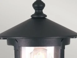 LED Sockel Laterne aus Alu im Landhausstil, Schwarz Höhe 34cm