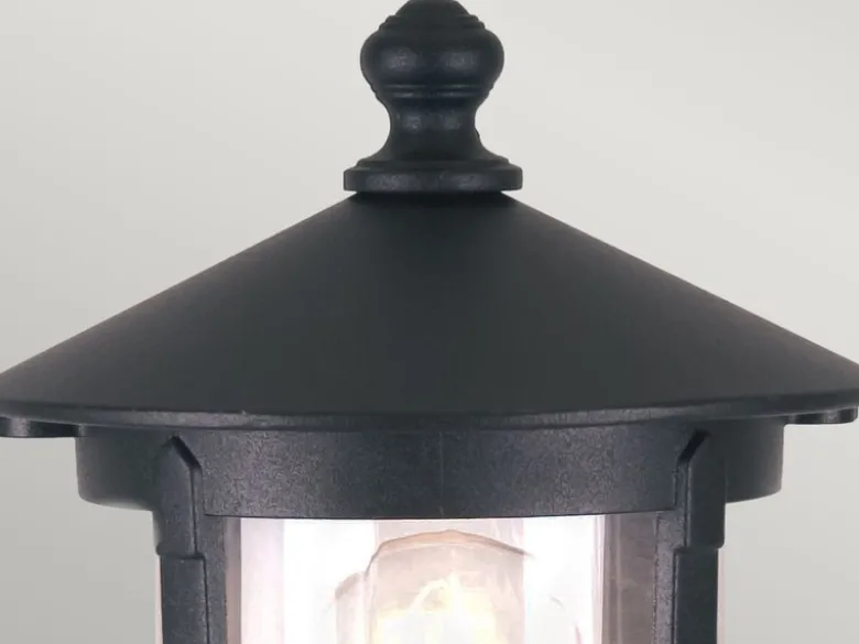 LED Sockel Laterne aus Alu im Landhausstil, Schwarz Höhe 34cm