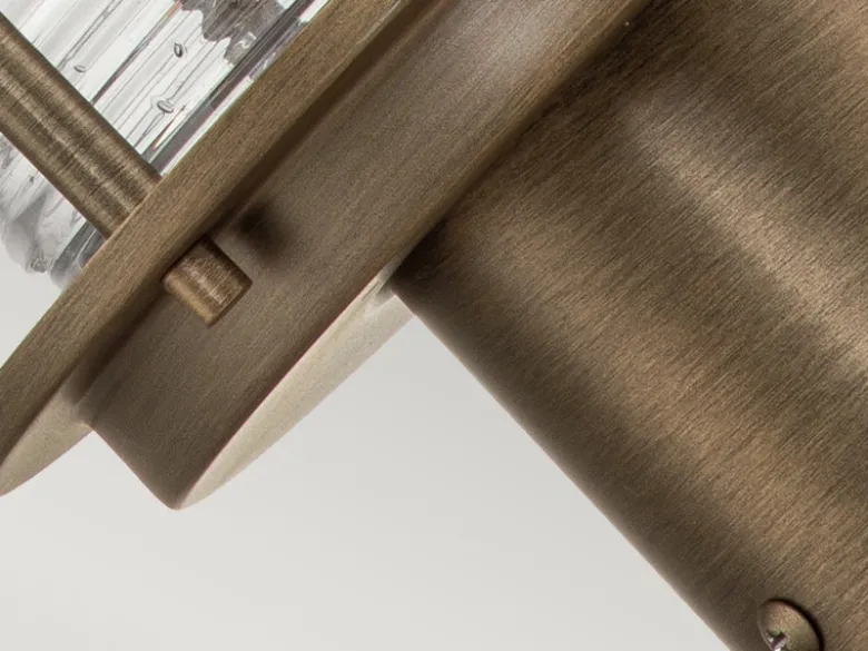 LED Sockel Laterne im Industriedesign, Bronze Höhe 47cm