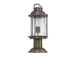 LED Sockel Laterne im Industriedesign, Bronze Höhe 47cm
