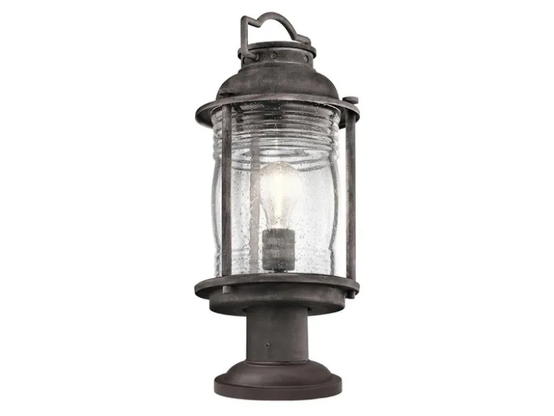 LED Sockel Laterne im Industriedesign, Anthrazit Höhe 47cm