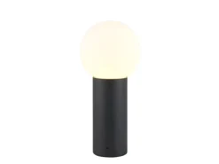 LED Sockelleuchte aus Aluminium in Anthrazit mit Glaskugel, Höhe 40cm