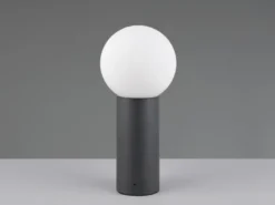 LED Sockelleuchte aus Aluminium in Anthrazit mit Glaskugel, Höhe 40cm