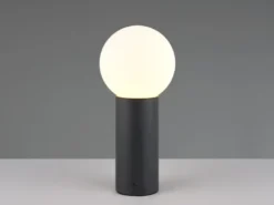 LED Sockelleuchte aus Aluminium in Anthrazit mit Glaskugel, Höhe 40cm