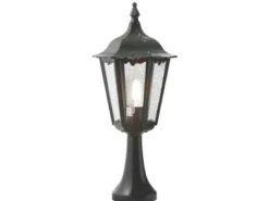 LED Sockelleuchte aus Aluminium Grün, antike E27 Gartenlaterne, Höhe 55cm