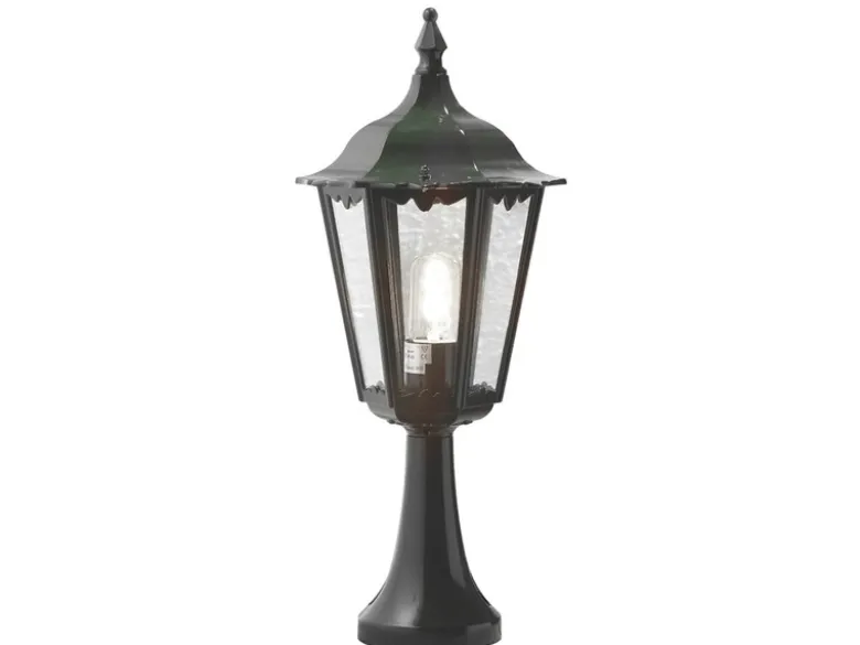 LED Sockelleuchte aus Aluminium Grün, antike E27 Gartenlaterne, Höhe 55cm