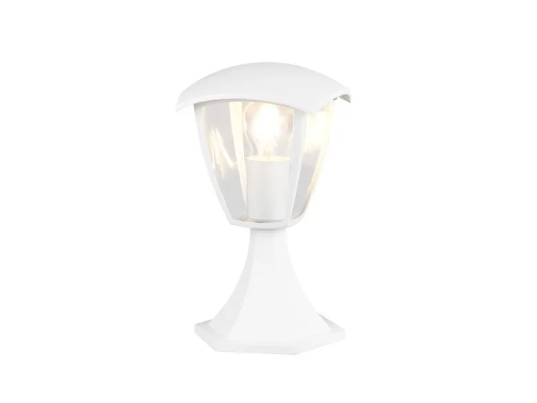 LED Sockelleuchte aus Aluminium im Landhausstil Weiß, Höhe 30cm