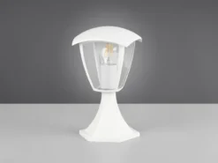 LED Sockelleuchte aus Aluminium im Landhausstil Weiß, Höhe 30cm