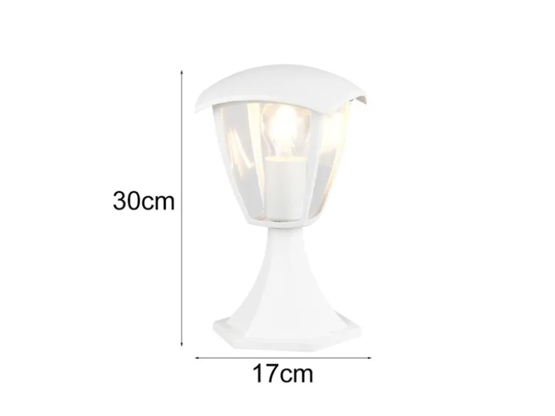 LED Sockelleuchte aus Aluminium im Landhausstil Weiß, Höhe 30cm