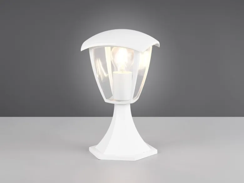 LED Sockelleuchte aus Aluminium im Landhausstil Weiß, Höhe 30cm