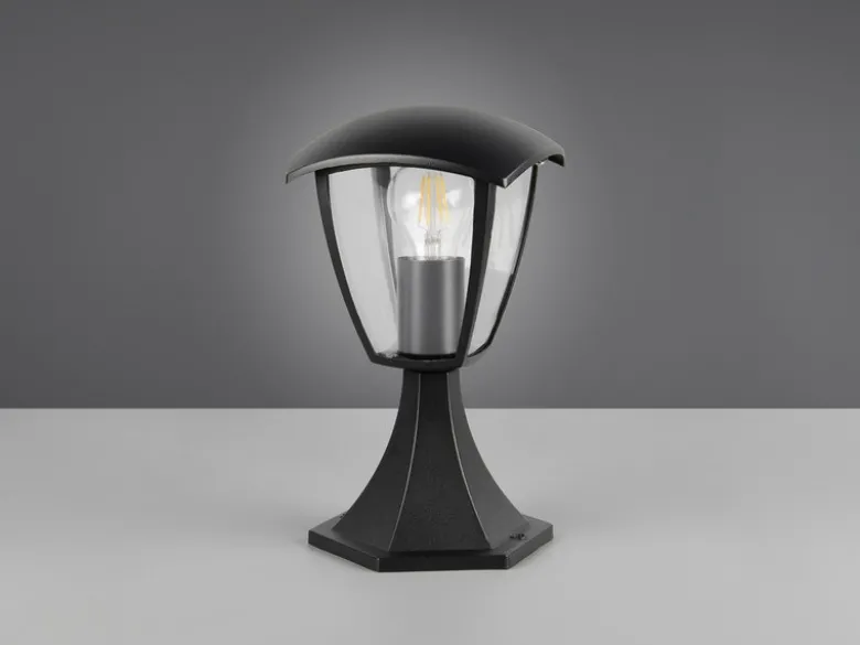 LED Sockelleuchte aus Aluminium im Landhausstil Schwarz, Höhe 30cm